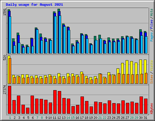 Daily usage for August 2021